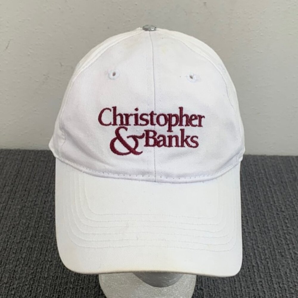 Christopher & Banks Snapback Baseball Hat Mens Adjustable White Red MS Walk 2002